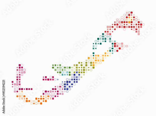 Bermuda, shape of the country build of colored cells. Digital style map of the Bermuda on white background. Small size rounded square blocks. Awesome vector illustration.