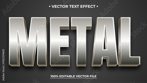 Metal text, textured silver color style editable text effect