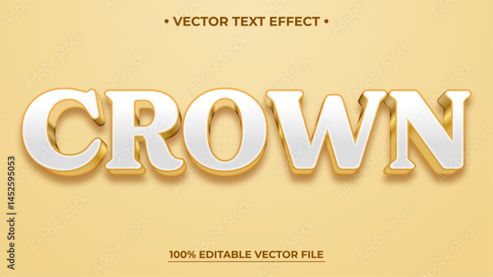 Crown text effect with modern and elegant 3d luxury style Crown text effect with modern and elegant 3d luxury style