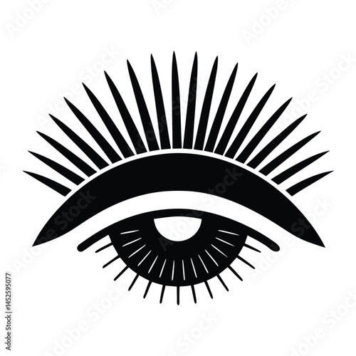 Eyebrow with sun ray pattern on white background