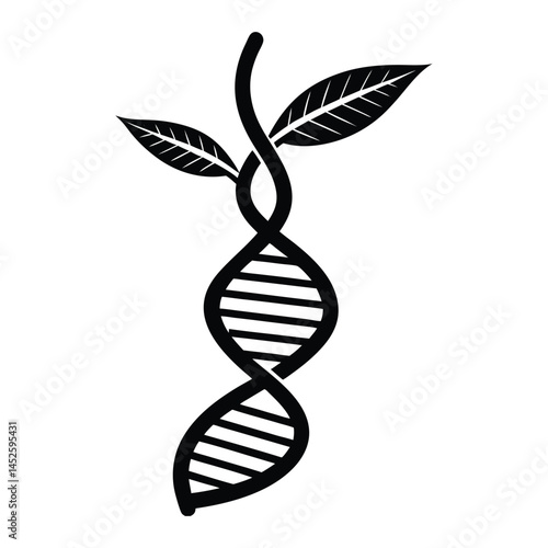 DNA spiral growing from seed on white background