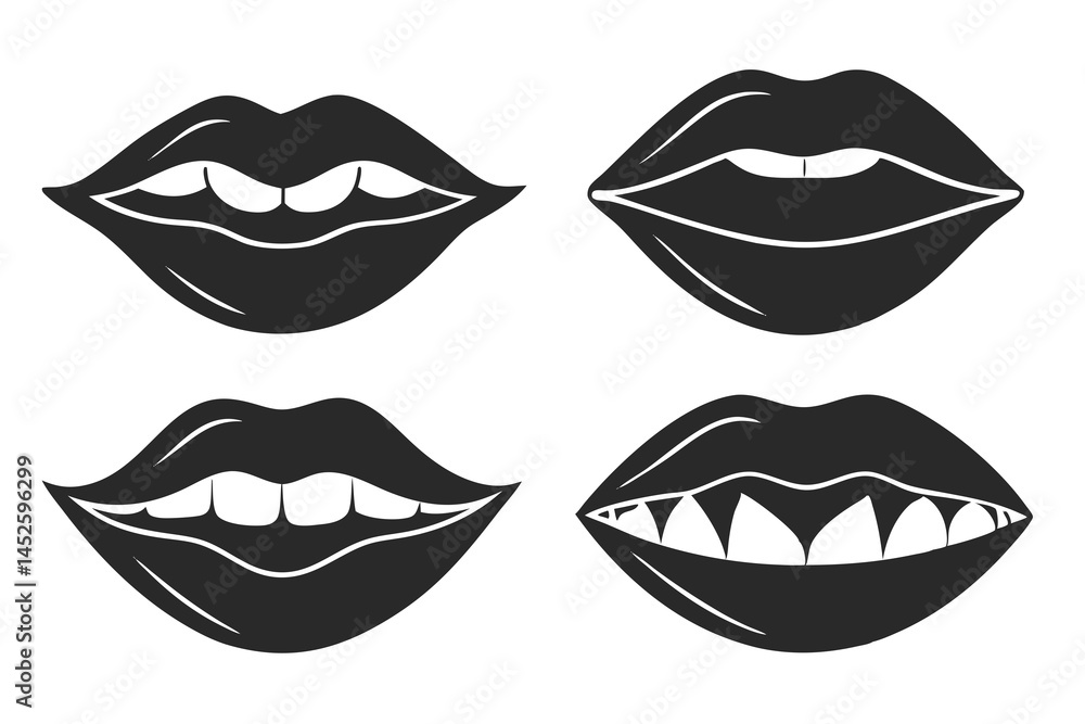 set of Lips silhouette vector illustration set of Lips silhouette vector illustration
