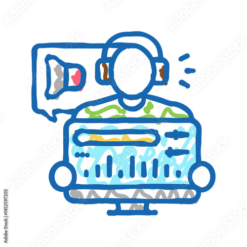 audio editor icon doodle illustration