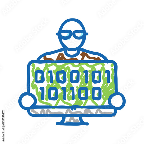 coder programmer business icon doodle illustration