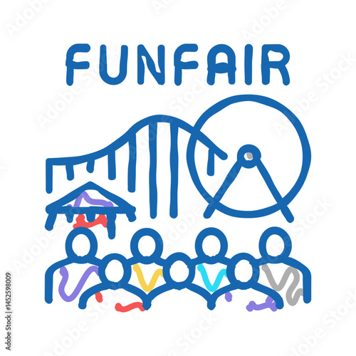 funfair amusement park icon doodle illustration