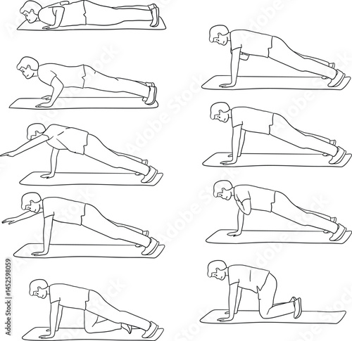 Push up posture of exercise man collection