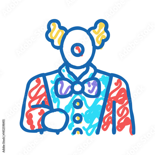 clown amusement park worker icon doodle illustration