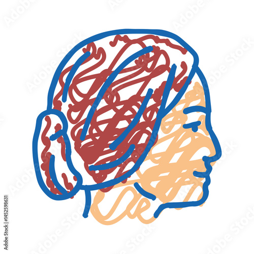 face female icon doodle illustration