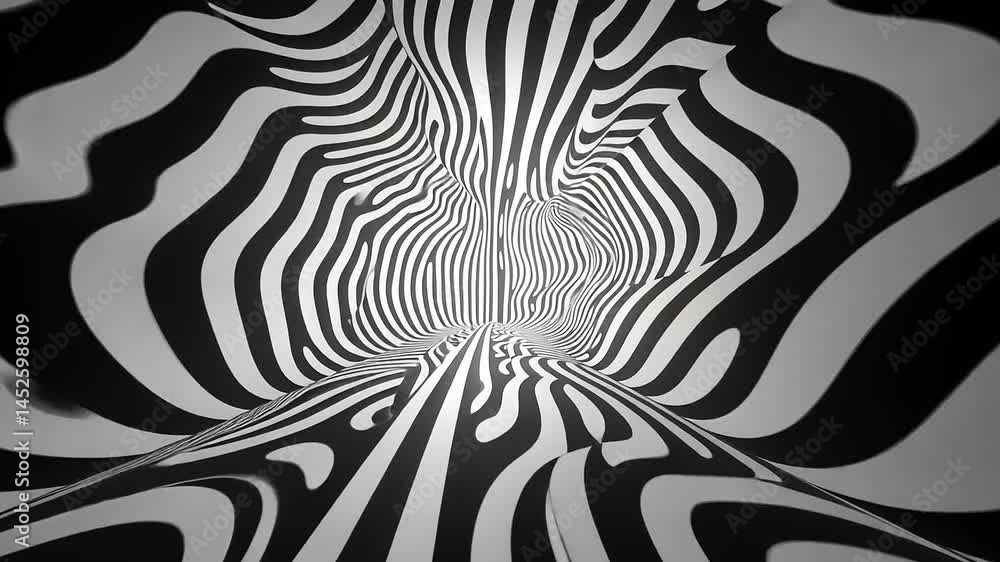 Black and white striped tunnel design.