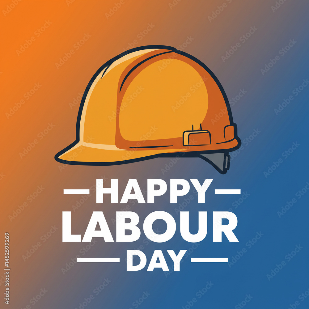 Fototapeta premium Bright, stylized illustration of a construction hard hat with 