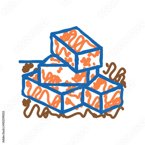 brick for building icon doodle illustration