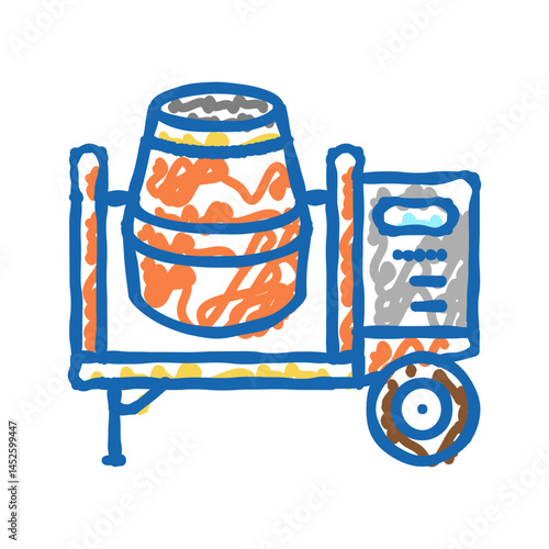concrete mixer equipment icon doodle illustration