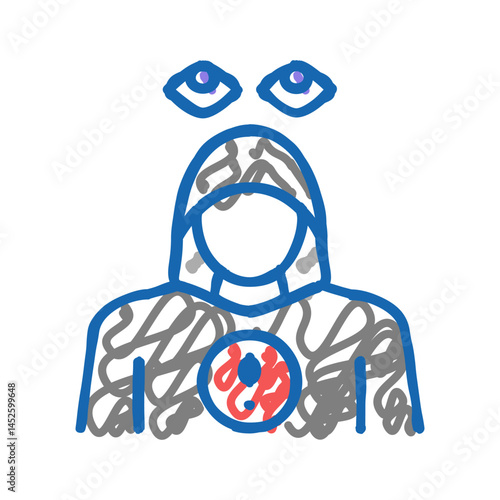 stalking crime icon doodle illustration
