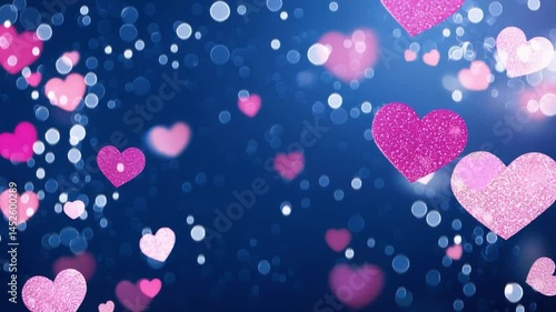 Colorful and Beautiful Heart Shapes with Soft Bokeh Glittering Background for Romantic and Love Themes