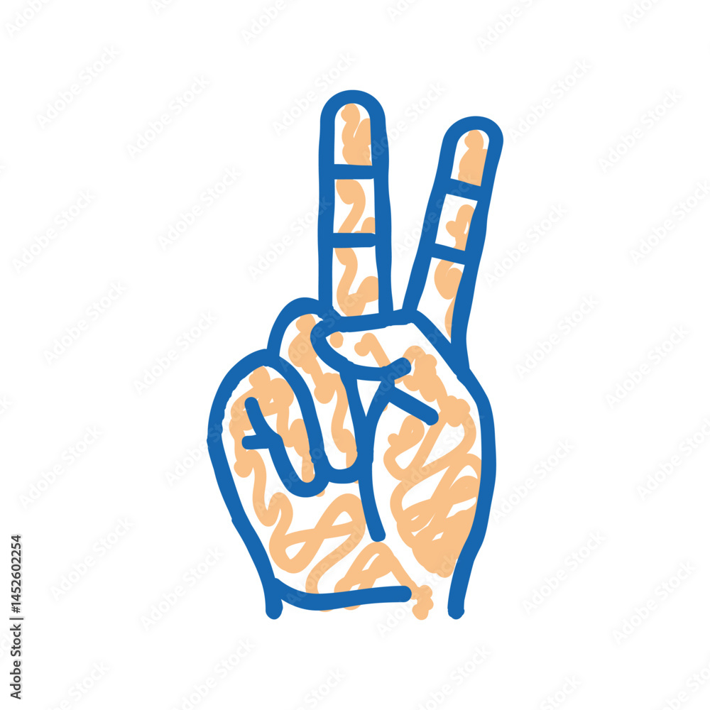 Fototapeta premium peace hand gesture icon doodle illustration