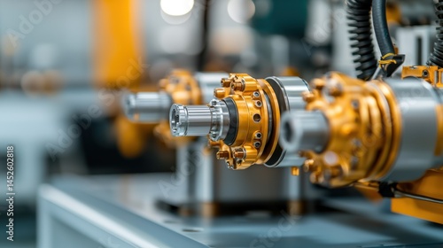 Airplane Inspection Concept, Detailed View of Hydraulic Actuator Testing Setup for Aircraft Systems Maintenance and Engineering