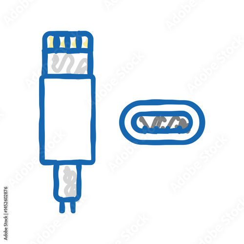lightning cable icon doodle illustration