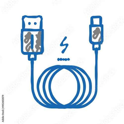 charging cable icon doodle illustration