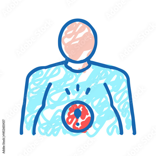 abdominal pain mesothelioma icon doodle illustration