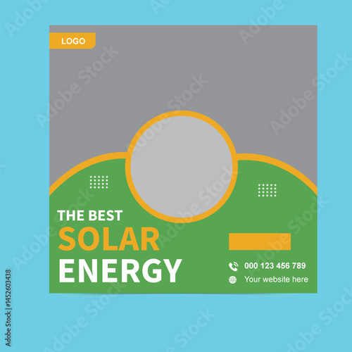 Green Solar Energy Social Media Post Design – Eco-Friendly Renewable Power