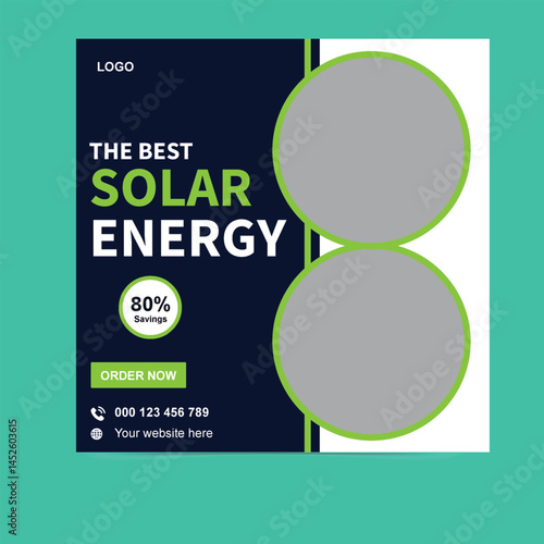 Green Solar Energy Social Media Post Design – Eco-Friendly Renewable Power