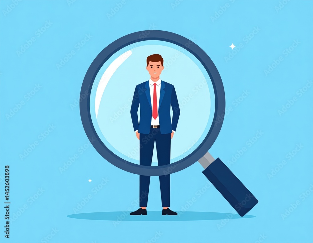 Pixelated Businessman Under Magnifying Glass Pixelated Businessman Under Magnifying Glass