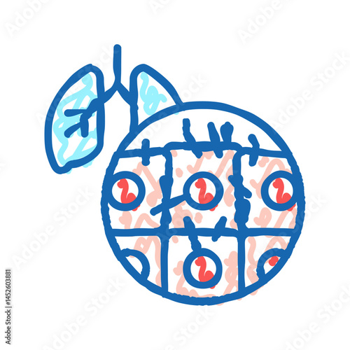 painful coughing symptom mesothelioma icon doodle illustration