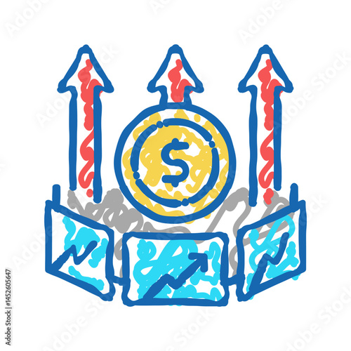 market inflation icon doodle illustration