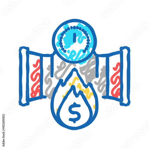 oil asset inflation icon doodle illustration
