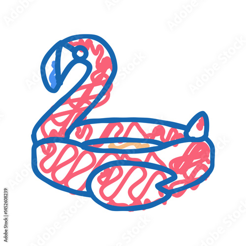 flamingo inflatable mattress icon doodle illustration