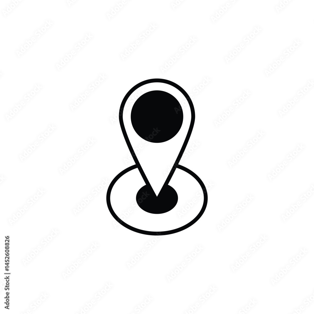 Classic map pin icon for GPS, location, navigation, travel, and geolocation-based applications.