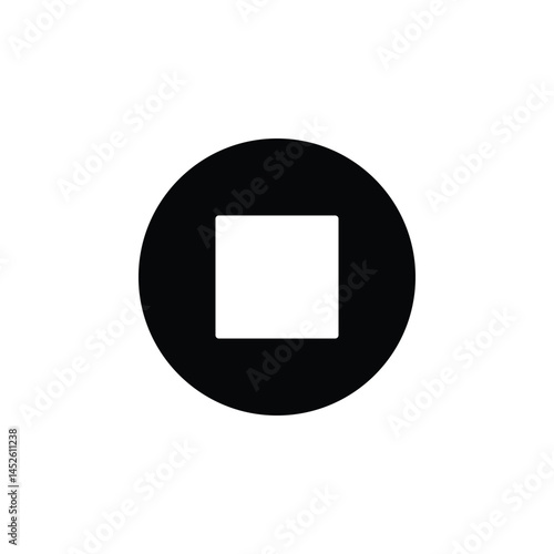 Clean media stop icon for user interfaces, music players, video platforms, and playback controls.