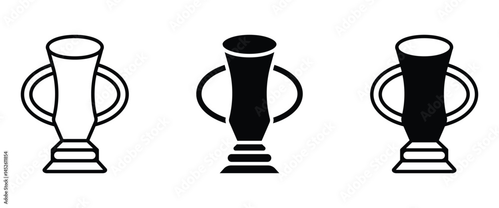 Outlined trophy icon for achievement, sports victory, competition, award events, and winner badges. Outlined trophy icon for achievement, sports victory, competition, award events, and winner badges.