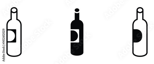 Modern bottle icon in outline style, suitable for beverages, packaging, branding, or drink labels.