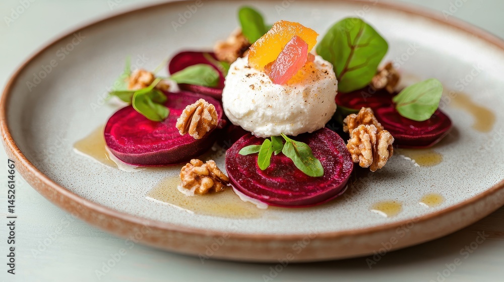 Fresh Beetroot Salad with Cheese, Nuts, and Citrus Garnish Delight Fresh Beetroot Salad with Cheese, Nuts, and Citrus Garnish Delight