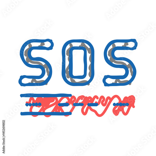 sos signal icon doodle illustration