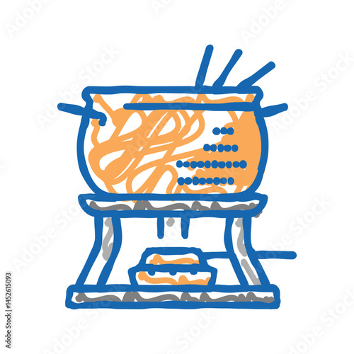 copper fondue pot icon doodle illustration