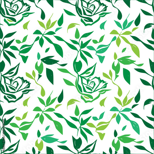 Whimsical floral tapestry with abstract roses and leaves in vibrant hues