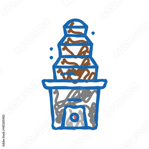 chocolate fondue fountain icon doodle illustration