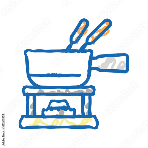 ceramic fondue maker icon doodle illustration