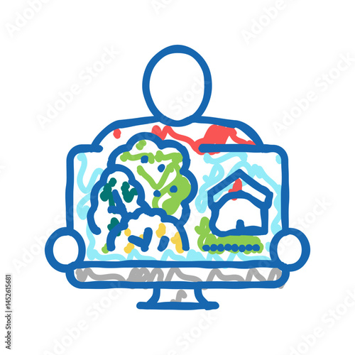 garden designer icon doodle illustration