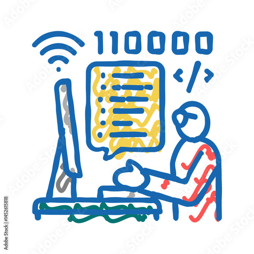 developer freelance icon doodle illustration