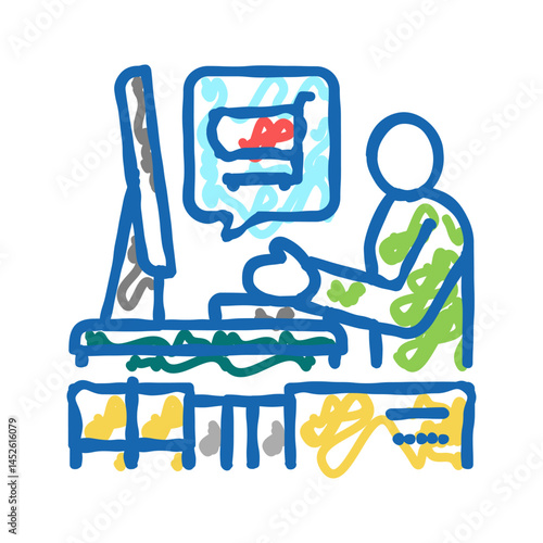 ecommerce store owner icon doodle illustration