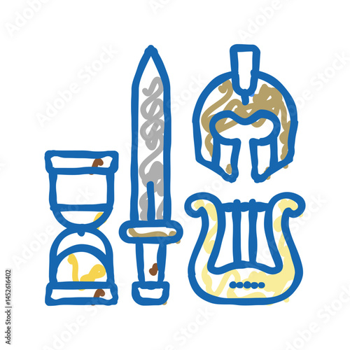 antiques treasure icon doodle illustration
