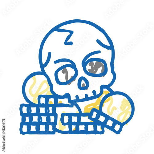 skull treasure icon doodle illustration