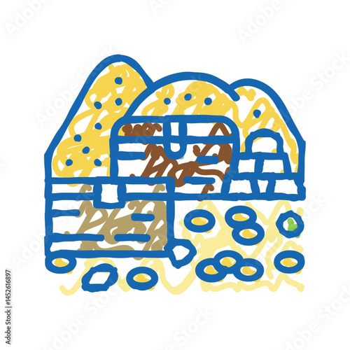 treasury chest icon doodle illustration