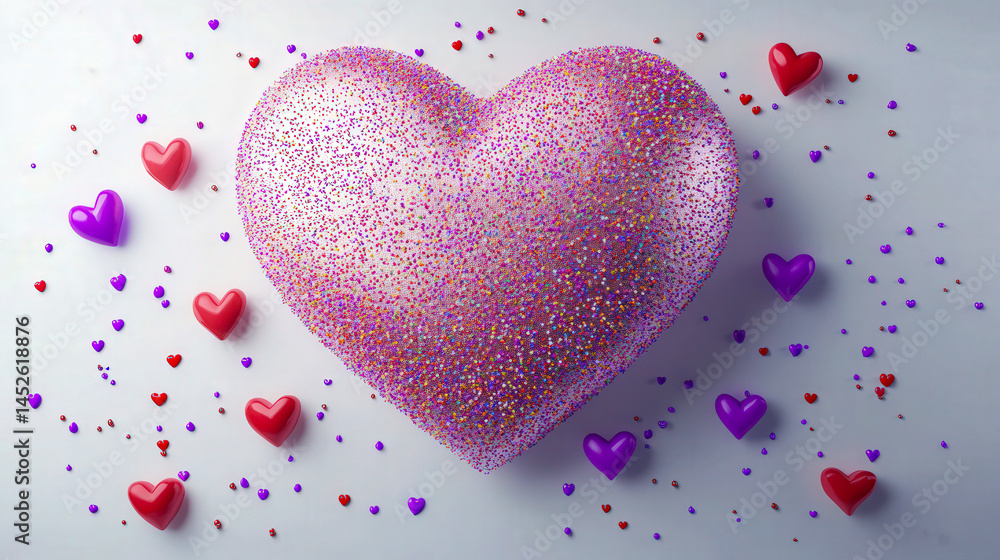 Obraz premium Heart with confetti on a white background for valentine