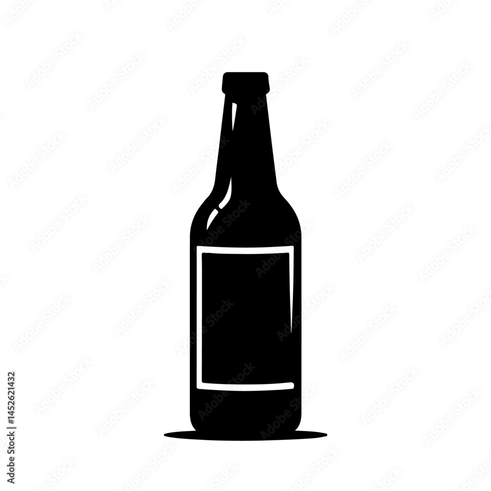 Beer Bottle Silhouette for Beverages and Refreshment Design Beer Bottle Silhouette for Beverages and Refreshment Design