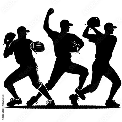 Baseball Player Swinging Bat Silhouette for Sports Design