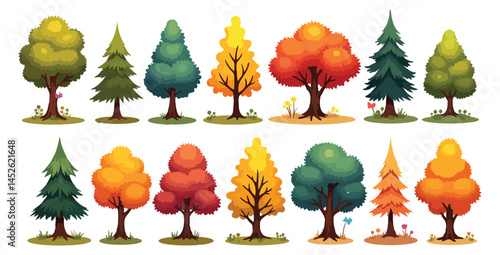 collection of trees vector illusration